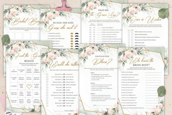 Blush Floral Bridal Shower Games: A Digital Design Delight