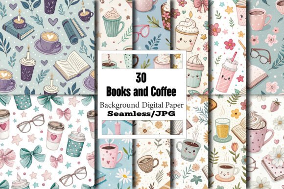 Books and Coffee Seamless Pattern Girly: A Cozy Design Asset for Your Brand