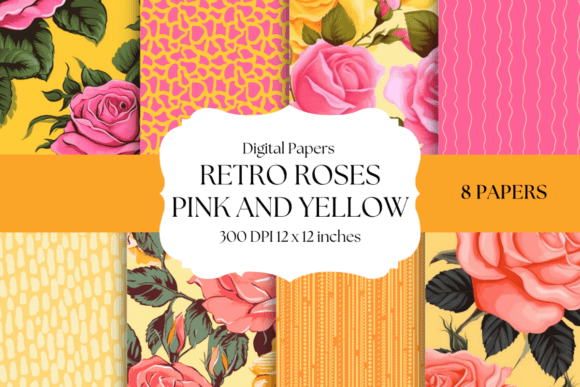 Brighten Your Brand with Retro Roses Pink and Yellow Patterns