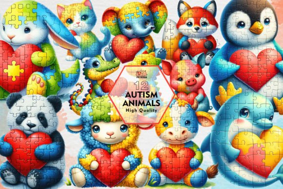 Designing with Heart: Using Autism Animals Sublimation Clipart