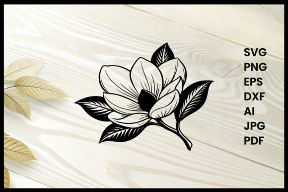 Elegant Magnolia Flower Illustration: A Timeless Design Asset
