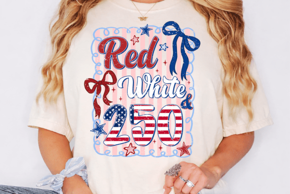 Preppy Red White & 250 PNG: Patriotic USA Design Assets