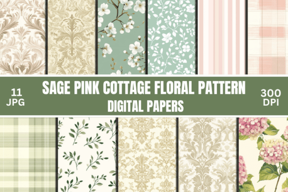Sage Pink Cottage Floral Digital Pattern: A Versatile Design Asset
