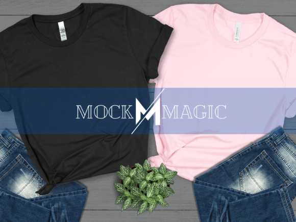 Styling Black & Pink Bella Canvas 3001 Mockups for Group Projects