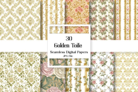 Timeless Elegance: Unlocking the Potential of Golden Toile Digital Paper