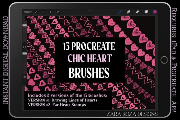 Unlock Creative Charm with the Procreate Chic Love Heart Brush Set