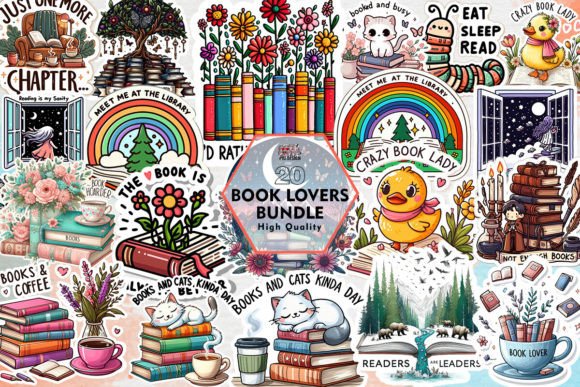 Unlock Creative Potential with the Book Lovers Bundle Sublimation Clipart