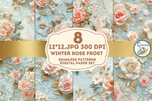Winter Rose Frost Seamless Paper: Elevate Your Creative Projects